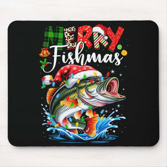 Tapis De Souris Merry Fishmas Fish Fishing Merry Xmas Christmas Me (Devant)
