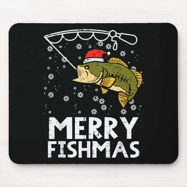 Tapis De Souris Merry Fishmas Fish Fishing Xmas Christmas Dad Men  (Devant)