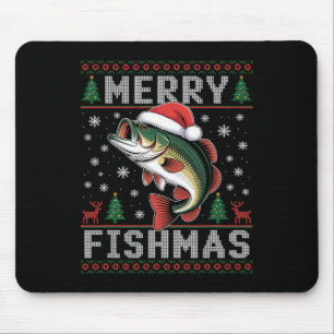 Tapis De Souris Merry Fishmas Funny Pêche Noël