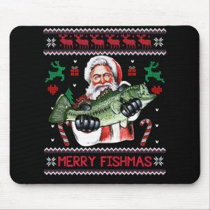 Tapis De Souris Merry Fishmas Père Noël Pêche laide Sweat de Noël