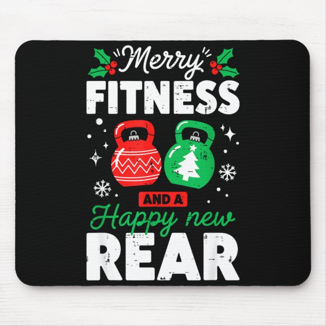 Tapis De Souris Merry Fitmas And A Happy New Rear Christmas Fitnes (Devant)