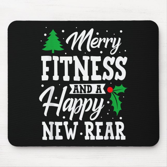 Tapis De Souris Merry Fitness Happy New Rear Workout Christmas  (Devant)
