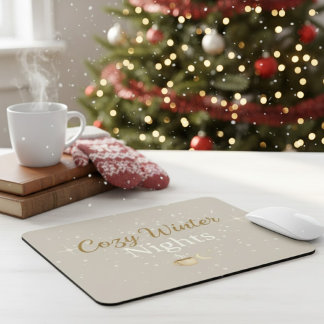 Tapis De Souris Merry Hearth : Nuits d'hiver minimalistes pour sou