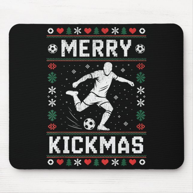 Tapis De Souris Merry Kickmas Funny Christmas Soccer Xmas  (Devant)