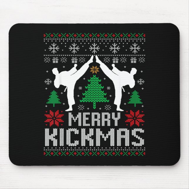 Tapis De Souris Merry Kickmas Karate Jiu Jitsu Ugly Christmas Xmas (Devant)