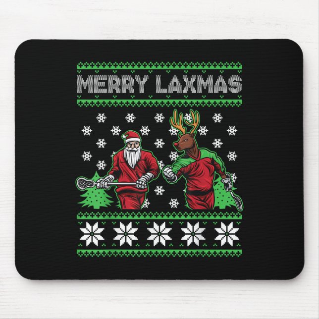 Tapis De Souris Merry Laxmas Funny Christmas Lacrosse Player Holid (Devant)