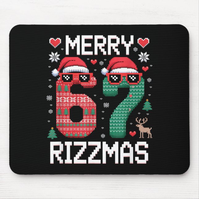 Tapis De Souris Merry Rizzmas 67 Knitted Sweater Sungles Funny  (Devant)