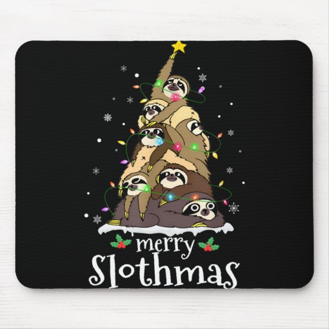 Tapis De Souris Merry Slothmas Cute Xmas Sloth Santa Hat Christmas (Devant)