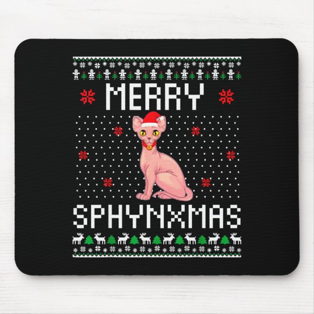 Tapis De Souris Merry Sphynxmas Sphynx Cat Lover Christmas Ugly Me (Devant)