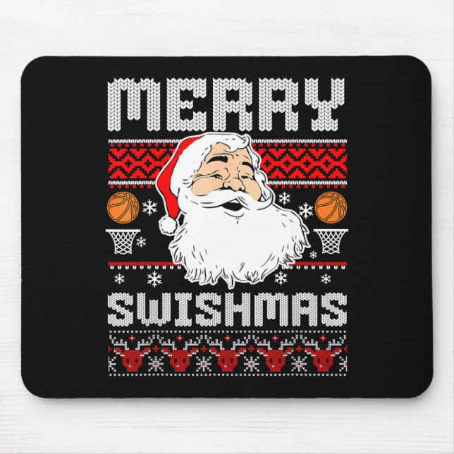 Tapis De Souris Merry Swishmas Basketball Xmas Ugly Christmas Men  (Devant)