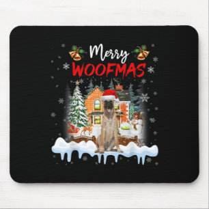 Tapis De Souris Merry Woofmas Berger belge Chien de Noël