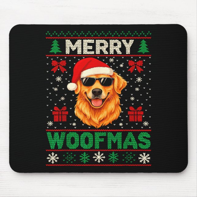 Tapis De Souris Merry Woofmas Ugly Christmas Jumper Xmas Dog Lover (Devant)