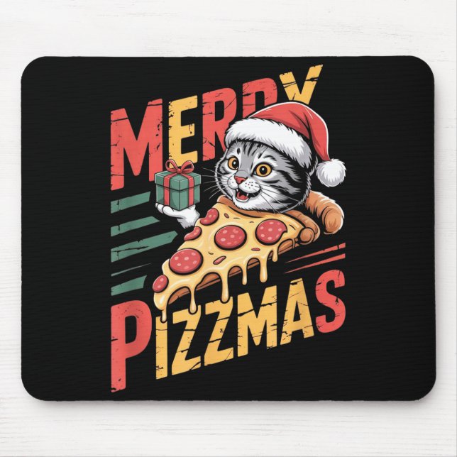 Tapis De Souris Merry Zzmas Christmas Cat Funny Zza Lover Xmas Cat (Devant)