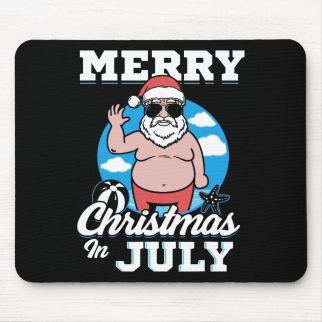 Tapis De Souris Merrychristmas In July Funny Santa  (Devant)