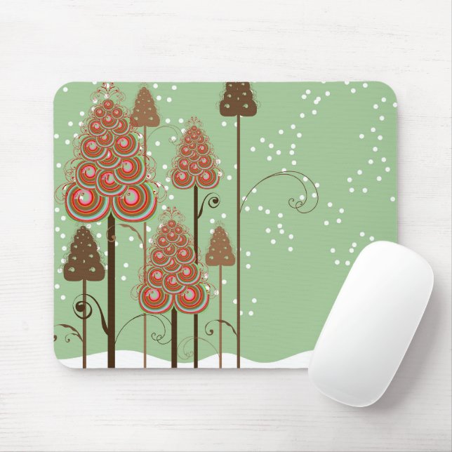 Tapis De Souris Merveilleux boulis arbres de Noël hiver Wonderland (Avec souris)