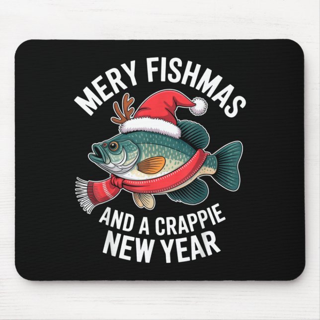 Tapis De Souris Mery Fishmas And A Crape New Year Funny Fishing Ch (Devant)