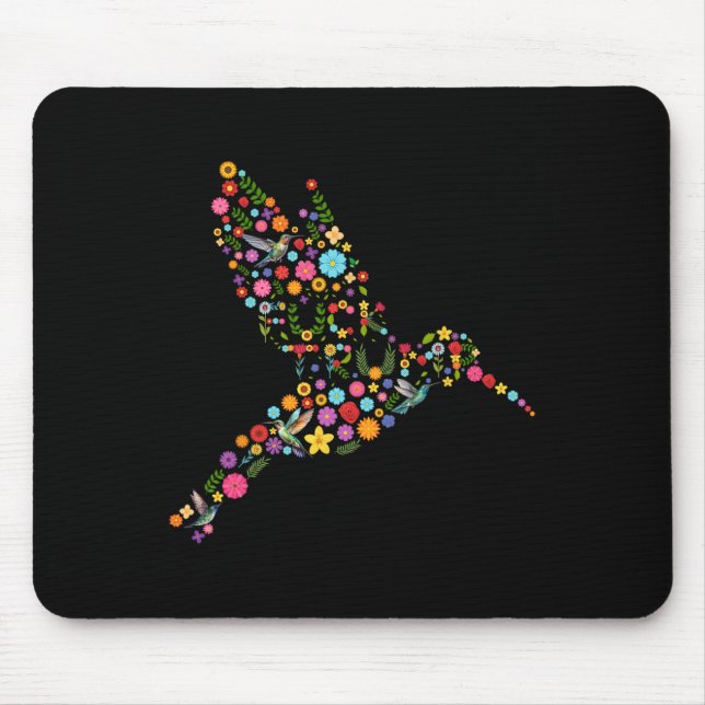 Tapis De Souris Messag caché subtil anti-Trump Floral Hummingbird (Devant)