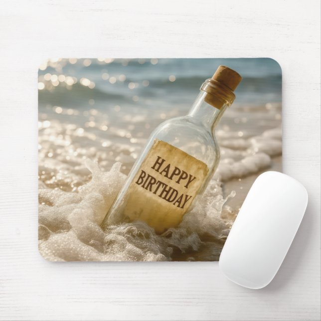 Tapis De Souris Message d'anniversaire dans une bouteille (Avec souris)
