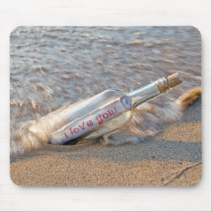 Tapis De Souris Message I Love You dans une bouteille