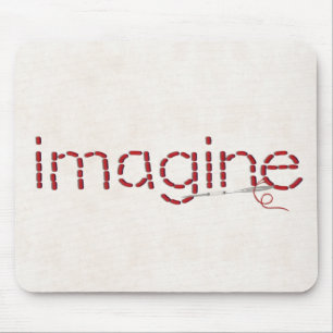 Tapis De Souris message texte d'image cousu rouge avec aiguille