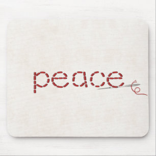 Tapis De Souris message texte PEACE cousu rouge avec aiguille