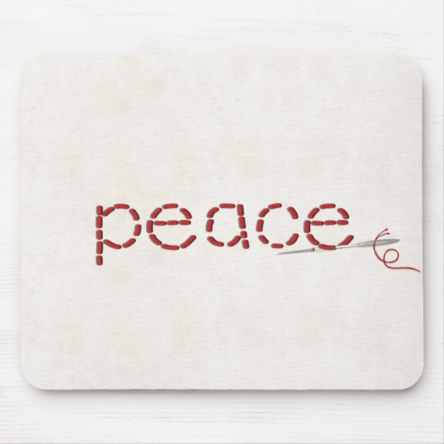 Tapis De Souris message texte PEACE cousu rouge avec aiguille (Devant)