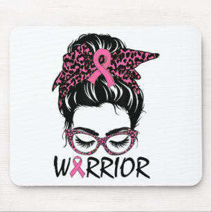 Tapis De Souris Messy Bun Cancer du Sein Porter le guerrier rose