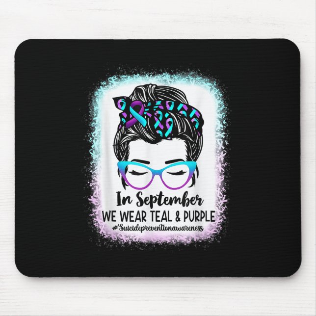 Tapis De Souris Messy Bun Mois de sensibilisation à la prévention  (Devant)