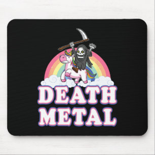 Tapis De Souris Métal de mort drôle Rainbow Grim Reaper Unicorn Sh