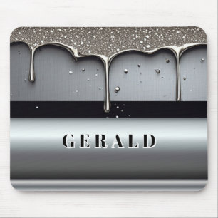 Tapis De Souris Métal liquide gouttant sur une surface chrome arge