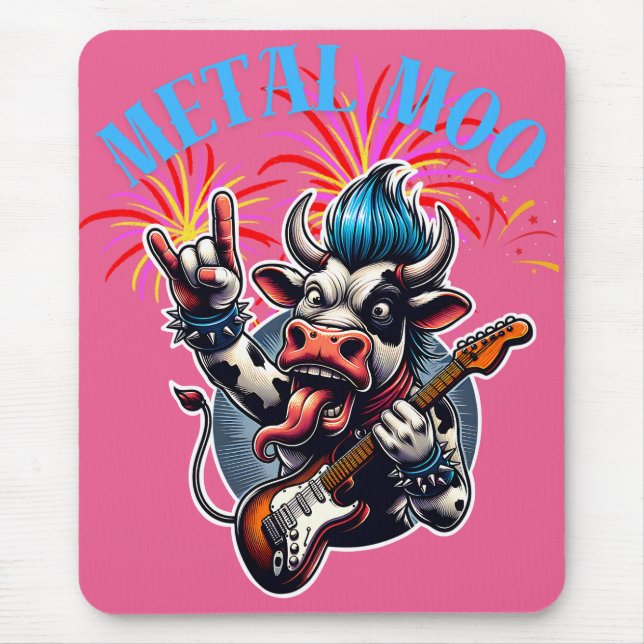 Tapis De Souris    Metal Moo-d – Rockin' Cow with a Guitar (Devant)