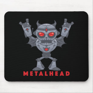 Tapis De Souris Metalhead - Lourd Diable Robot Métal - Avec Texte