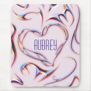 Tapis De Souris Metallic Futuriste Ajouter Nom Cyberpunk Heart
