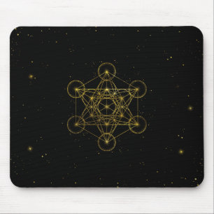 Tapis De Souris Métatron's Cube Sacred Geometry Noir et or