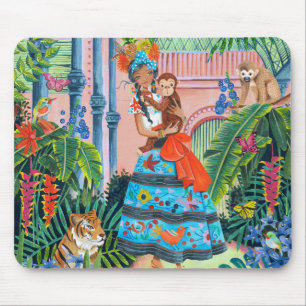Tapis de souris mexicain tropical de la fille  