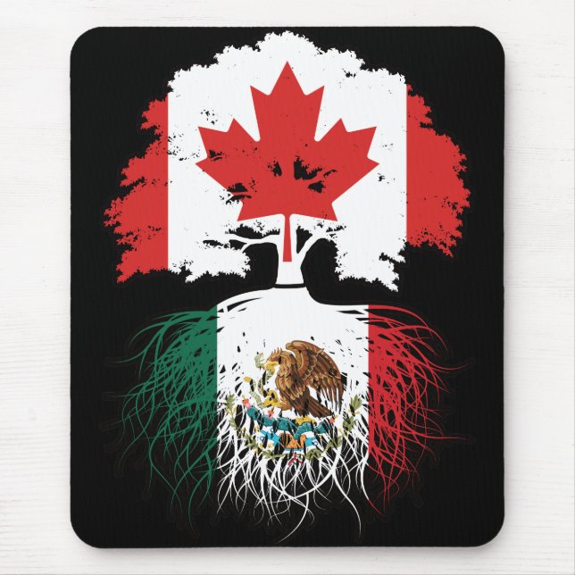 Tapis De Souris Mexique Mexique Canada drapeau des racines d'arbre (Devant)