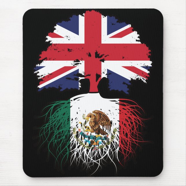 Tapis De Souris Mexique Mexique Royaume-Uni drapeau des racines de (Devant)