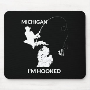 Tapis De Souris Mi Michigan Fishing Jersey Cadeau Pour Pêcheurs Et