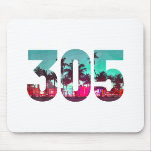 Tapis De Souris Miami 305 Zone Code Floride Palm Trees Vintage Pri