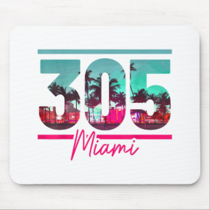 Tapis De Souris Miami 305 Zone Code Floride Palm Trees Vintage Pri