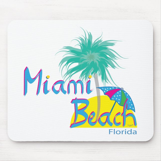 Tapis De Souris Miami Beach Palm and Sun (Devant)