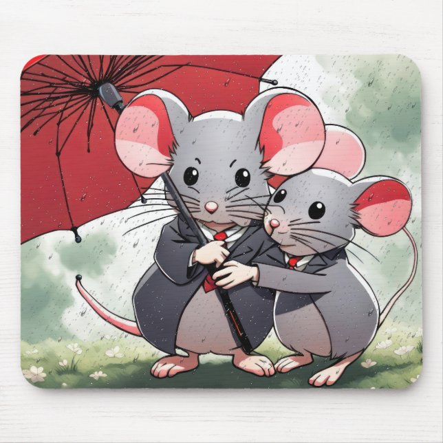 Tapis De Souris Mice sous un parapluie rouge (Devant)
