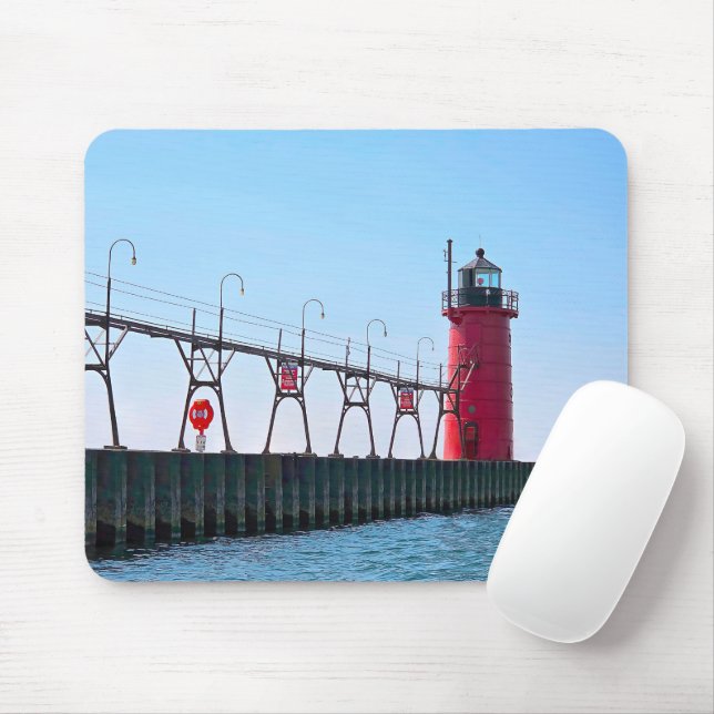 Tapis De Souris Michigan Red South Haven Lighthouse (Avec souris)