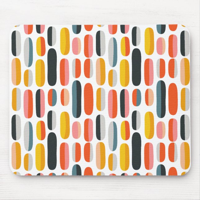Tapis De Souris Mid Century Retro Geometric Abstract Pattern (Devant)