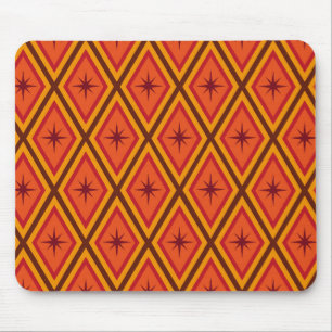 Tapis De Souris Mid Century Starburts atomiques sur diamants rétro