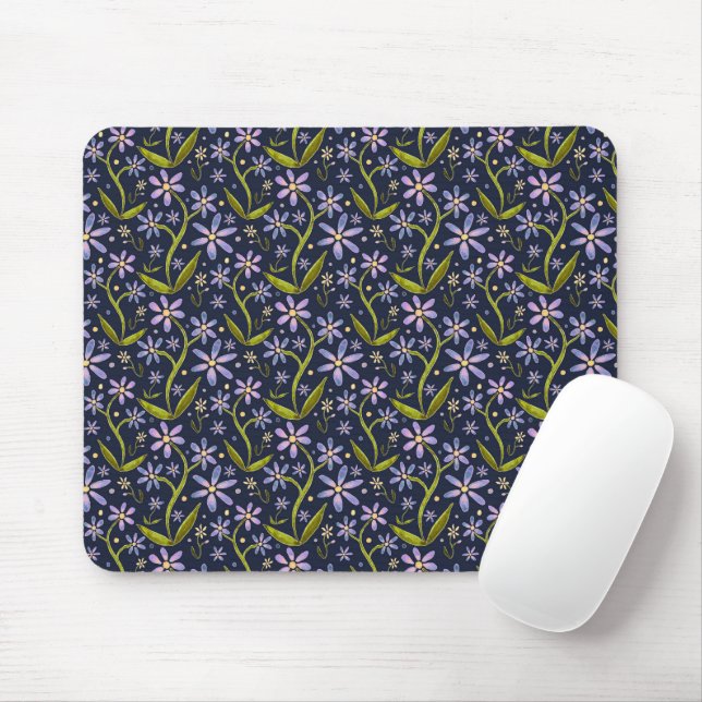 Tapis De Souris Midnight | Dancing Watercolor Daisies (Avec souris)