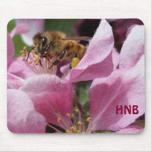 Tapis De Souris Miel Abeille Pollinant Crabelle Rose Fleuve Arbre