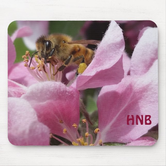 Tapis De Souris Miel Abeille Pollinant Crabelle Rose Fleuve Arbre (Devant)