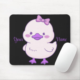 Tapis De Souris Mignon Canard Assis Ruban Violet Personnalisé