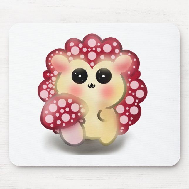 Tapis De Souris Mignon Champignon Rouge Kawaii Hérisson Toadstool  (Devant)